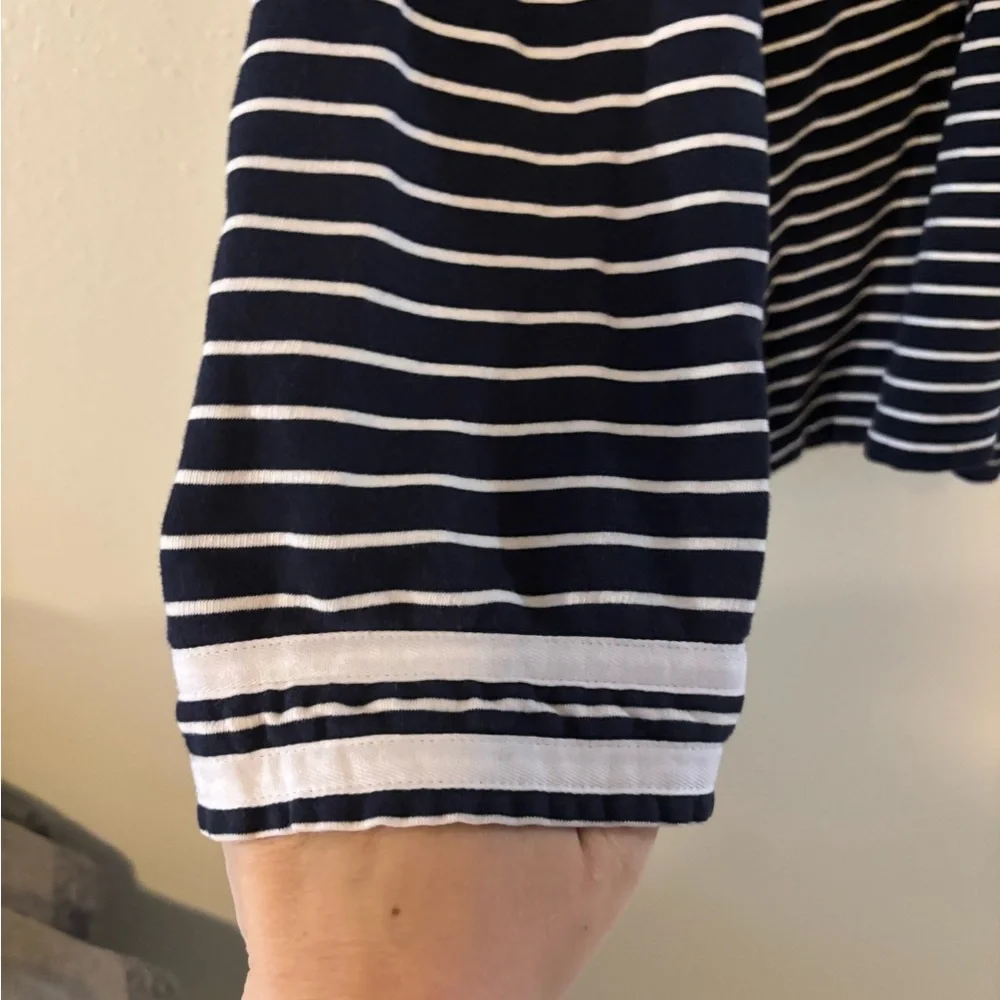 Talbots Navy and White Striped Top - Picture 3 of 7